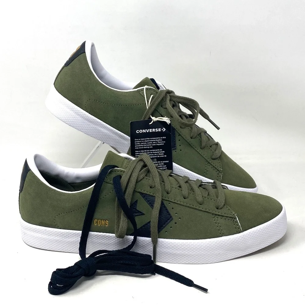 Converse Pro Leather OX Low Top Khaki Black Suede Women's Size Sneakers A00945C - Picture 2 of 10